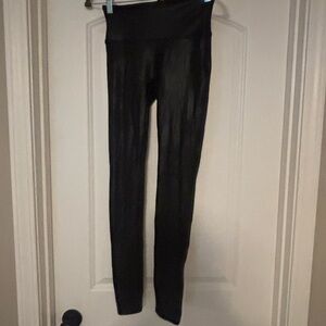 SPANX Classic Black faux leather leggings petite small